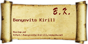 Benyovits Kirill névjegykártya